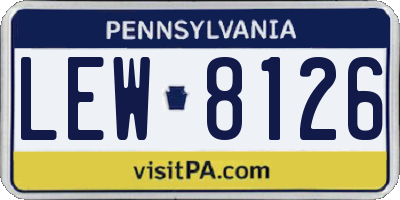 PA license plate LEW8126