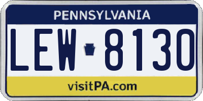 PA license plate LEW8130