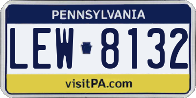 PA license plate LEW8132