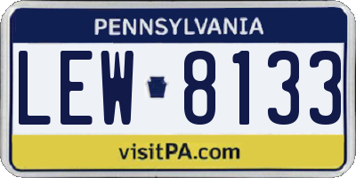 PA license plate LEW8133