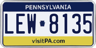 PA license plate LEW8135