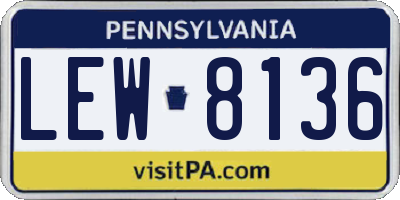 PA license plate LEW8136