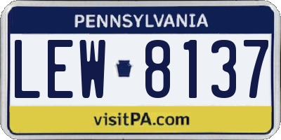 PA license plate LEW8137