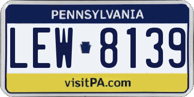 PA license plate LEW8139
