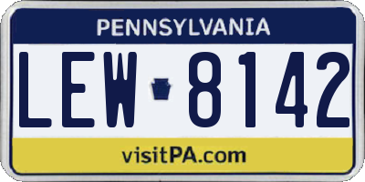 PA license plate LEW8142