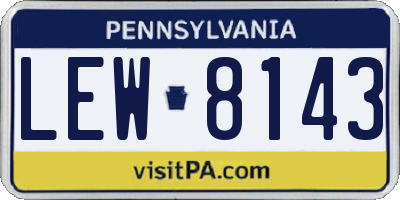 PA license plate LEW8143