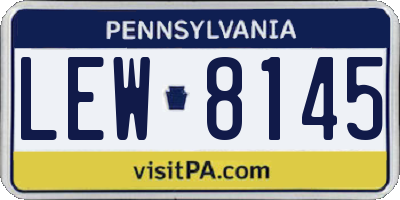 PA license plate LEW8145