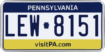 PA license plate LEW8151