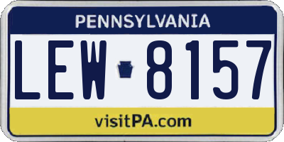 PA license plate LEW8157