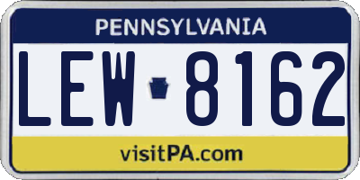 PA license plate LEW8162