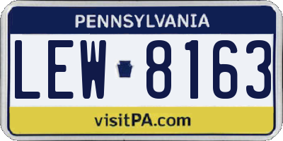 PA license plate LEW8163
