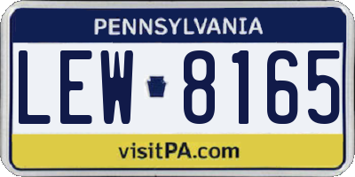 PA license plate LEW8165