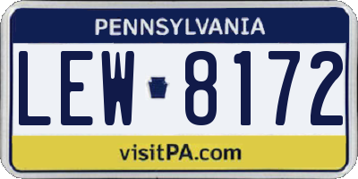 PA license plate LEW8172