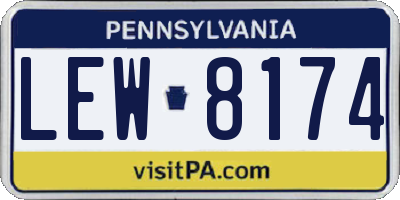 PA license plate LEW8174