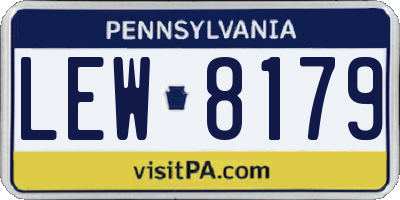 PA license plate LEW8179