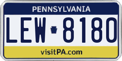 PA license plate LEW8180