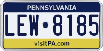 PA license plate LEW8185
