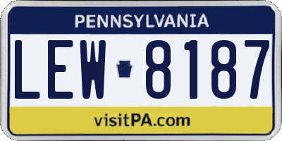 PA license plate LEW8187