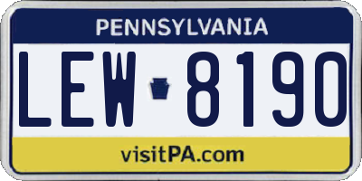 PA license plate LEW8190