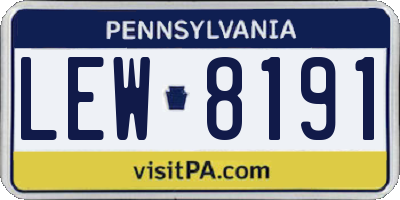 PA license plate LEW8191