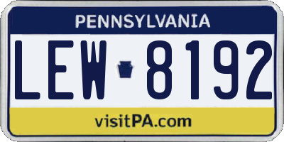 PA license plate LEW8192