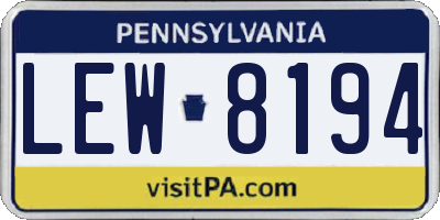PA license plate LEW8194