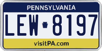 PA license plate LEW8197