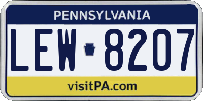 PA license plate LEW8207