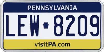 PA license plate LEW8209