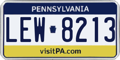 PA license plate LEW8213