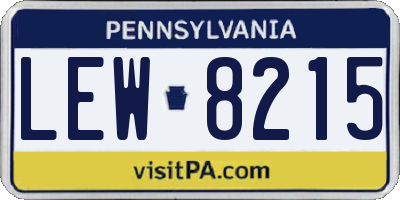 PA license plate LEW8215