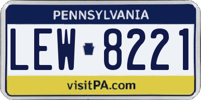PA license plate LEW8221