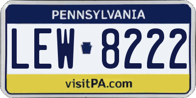 PA license plate LEW8222
