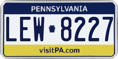 PA license plate LEW8227