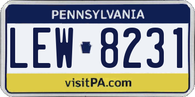 PA license plate LEW8231