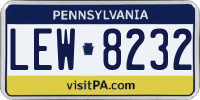 PA license plate LEW8232