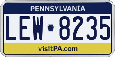 PA license plate LEW8235