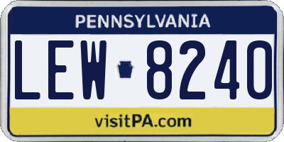 PA license plate LEW8240