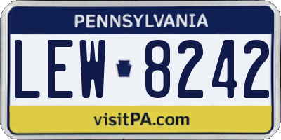 PA license plate LEW8242
