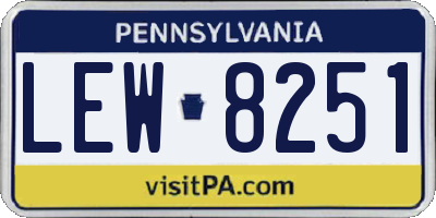 PA license plate LEW8251