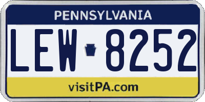 PA license plate LEW8252