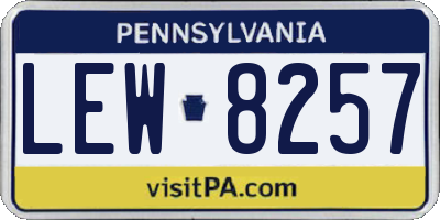 PA license plate LEW8257