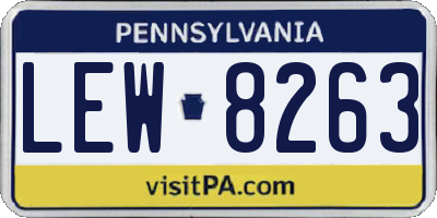 PA license plate LEW8263