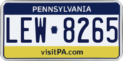 PA license plate LEW8265
