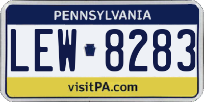 PA license plate LEW8283