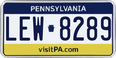PA license plate LEW8289