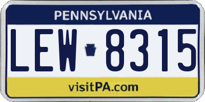 PA license plate LEW8315