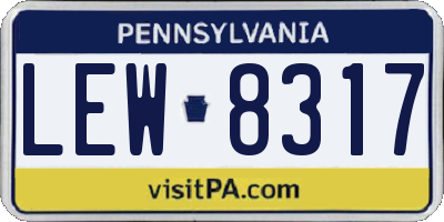 PA license plate LEW8317