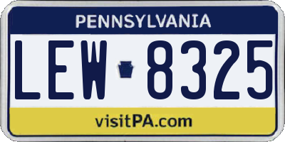 PA license plate LEW8325