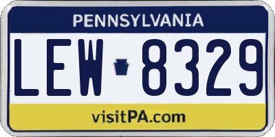 PA license plate LEW8329